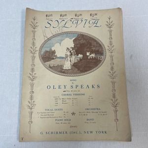 Antique 1914 Sylvia Song by Oley Speaks by G Schirmer Inc Piano Sheet Music